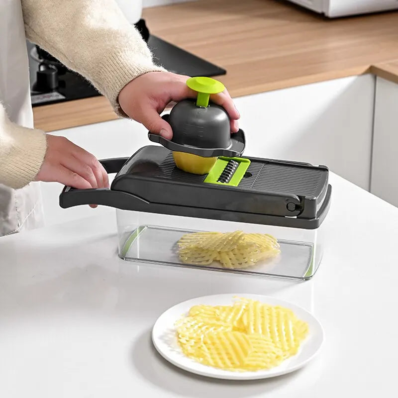 12-in-1 Multifunctional Vegetable Slicer with Basket - Kitchen 71°